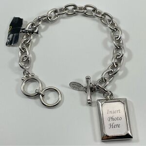Collectible Photo Bracelet Silver Tone Link Signed Cookie Lee Adjustible Toggle
